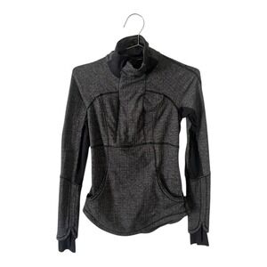 Lululemon Base Runner 1/2 Zip Pullover Jacket Women’s‎ Size 2 Herringbone Black